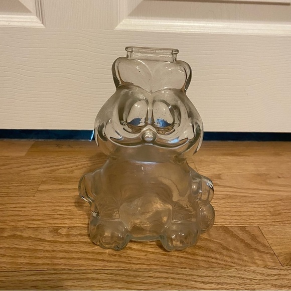 Vintage Garfield Clear Glass Money Piggie Bank Cat - Picture 2 of 4